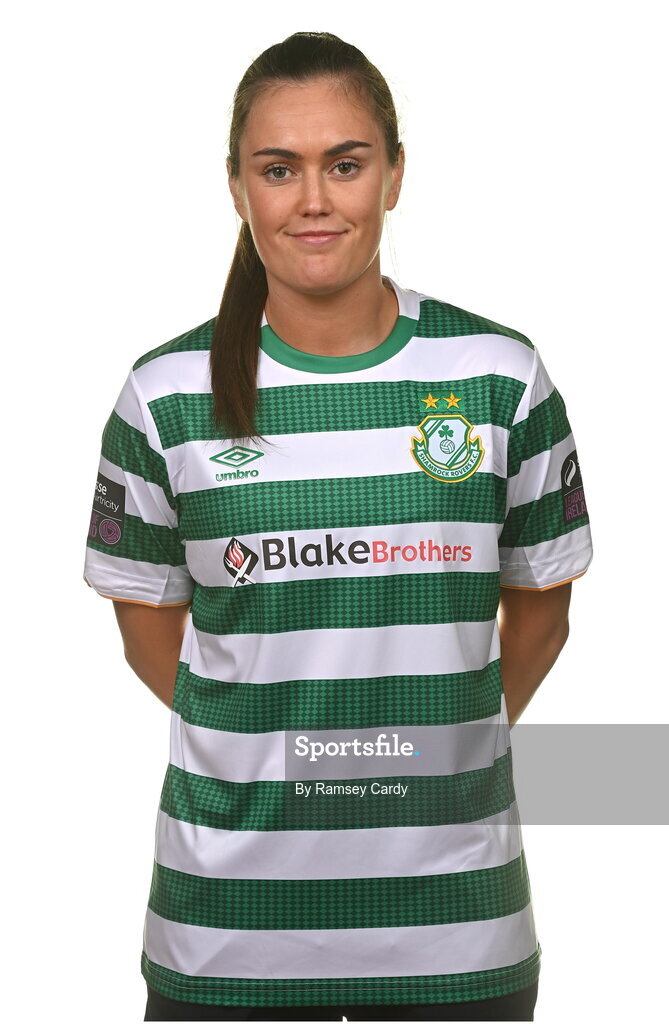 7 February 2023; Jess Gargan poses for a portrait during a Shamrock Rovers Women's squad portrait session at Roadstone Group Sports Club in Dublin. Photo by Ramsey Cardy/Sportsfile