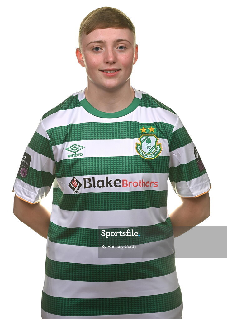 7 February 2023; Jaime Thompson poses for a portrait during a Shamrock Rovers Women's squad portrait session at Roadstone Group Sports Club in Dublin. Photo by Ramsey Cardy/Sportsfile