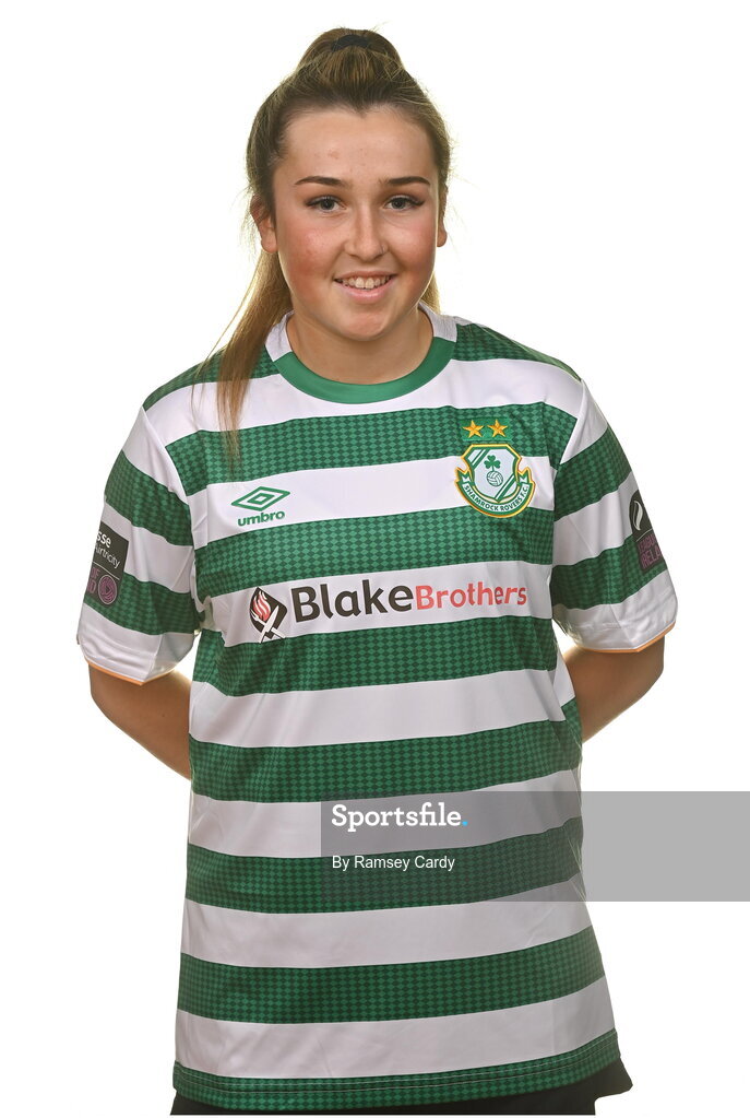 7 February 2023; Lia O’Leary poses for a portrait during a Shamrock Rovers Women's squad portrait session at Roadstone Group Sports Club in Dublin. Photo by Ramsey Cardy/Sportsfile