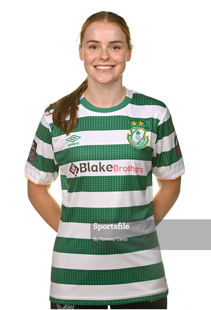 7 February 2023; Abby Tuthill poses for a portrait during a Shamrock Rovers Women's squad portrait session at Roadstone Group Sports Club in Dublin. Photo by Ramsey Cardy/Sportsfile