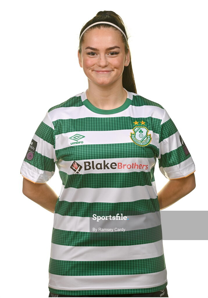 7 February 2023; Alannah McEvoy poses for a portrait during a Shamrock Rovers Women's squad portrait session at Roadstone Group Sports Club in Dublin. Photo by Ramsey Cardy/Sportsfile