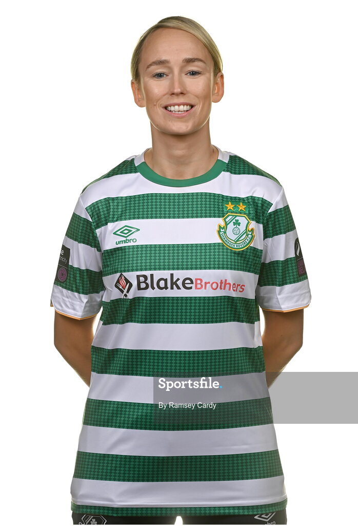 7 February 2023; Stephanie Zambra poses for a portrait during a Shamrock Rovers Women's squad portrait session at Roadstone Group Sports Club in Dublin. Photo by Ramsey Cardy/Sportsfile