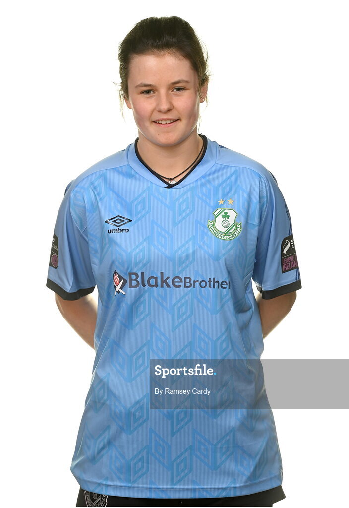 7 February 2023; Jane Byrne poses for a portrait during a Shamrock Rovers Women's squad portrait session at Roadstone Group Sports Club in Dublin. Photo by Ramsey Cardy/Sportsfile