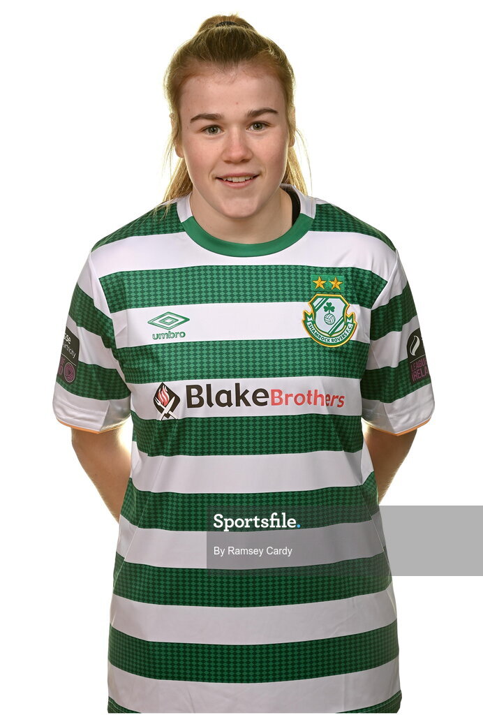 7 February 2023; Orlaith O’Mahony poses for a portrait during a Shamrock Rovers Women's squad portrait session at Roadstone Group Sports Club in Dublin. Photo by Ramsey Cardy/Sportsfile