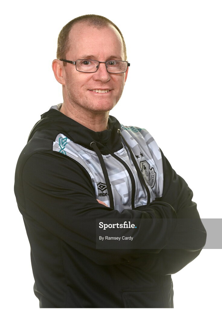 7 February 2023; Head of Women’s Football Jason Carey poses for a portrait during a Shamrock Rovers Women's squad portrait session at Roadstone Group Sports Club in Dublin. Photo by Ramsey Cardy/Sportsfile