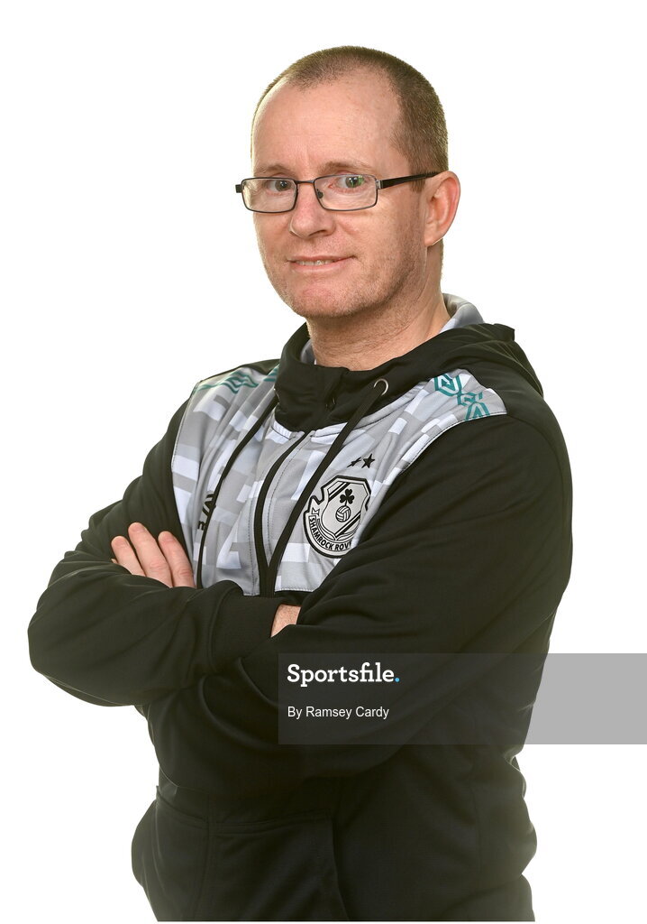 7 February 2023; Head of Women’s Football Jason Carey poses for a portrait during a Shamrock Rovers Women's squad portrait session at Roadstone Group Sports Club in Dublin. Photo by Ramsey Cardy/Sportsfile