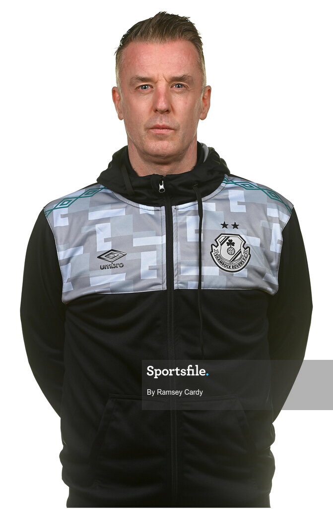 7 February 2023; Assistant Coach Ciaran Ryan poses for a portrait during a Shamrock Rovers Women's squad portrait session at Roadstone Group Sports Club in Dublin. Photo by Ramsey Cardy/Sportsfile