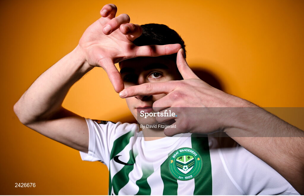 6 February 2023; Harry Groome poses for a portrait during a Bray Wanderers squad portrait session at Carlisle Grounds in Bray, Wicklow. Photo by David Fitzgerald/Sportsfile