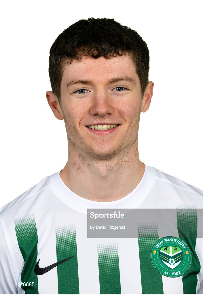 6 February 2023; Ben Feeney poses for a portrait during a Bray Wanderers squad portrait session at Carlisle Grounds in Bray, Wicklow. Photo by David Fitzgerald/Sportsfile