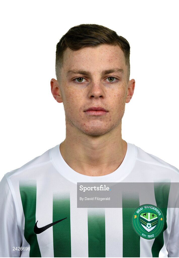 6 February 2023; Zach Donohue poses for a portrait during a Bray Wanderers squad portrait session at Carlisle Grounds in Bray, Wicklow. Photo by David Fitzgerald/Sportsfile