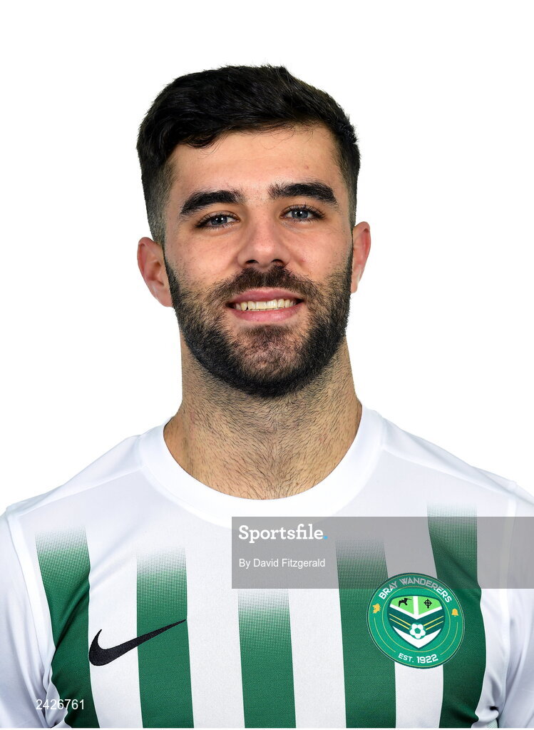 6 February 2023; Guillermo Almiroll poses for a portrait during a Bray Wanderers squad portrait session at Carlisle Grounds in Bray, Wicklow. Photo by David Fitzgerald/Sportsfile