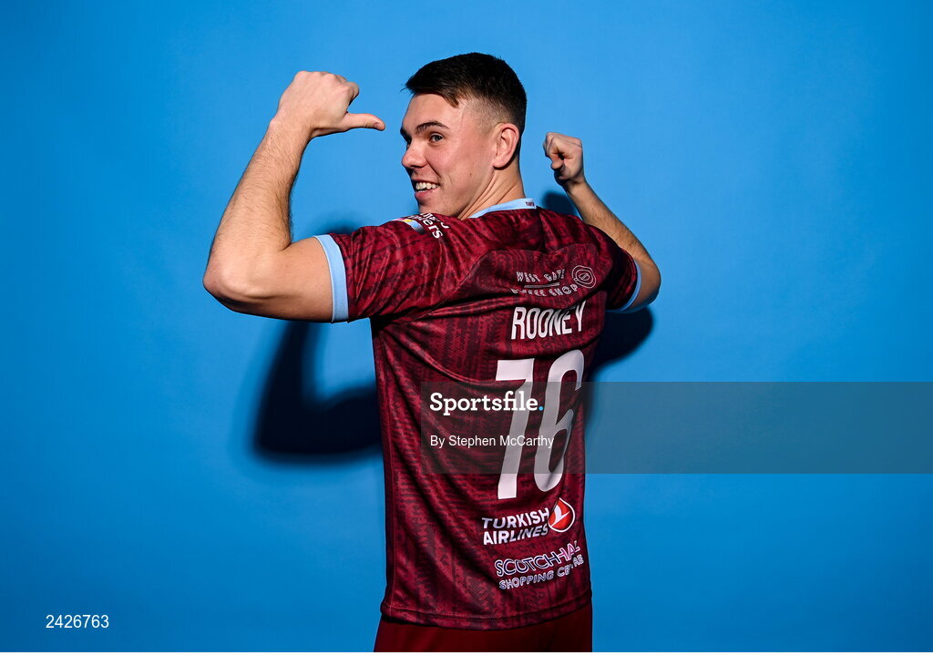 6 February 2023; Dayle Rooney poses for a portrait during a Drogheda United squad portrait session at Weaver's Park in Drogheda, Louth. Photo by Stephen McCarthy/Sportsfile