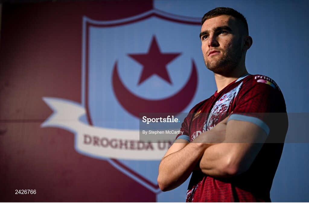 6 February 2023; Jarlath Jones poses for a portrait during a Drogheda United squad portrait session at Weaver's Park in Drogheda, Louth. Photo by Stephen McCarthy/Sportsfile