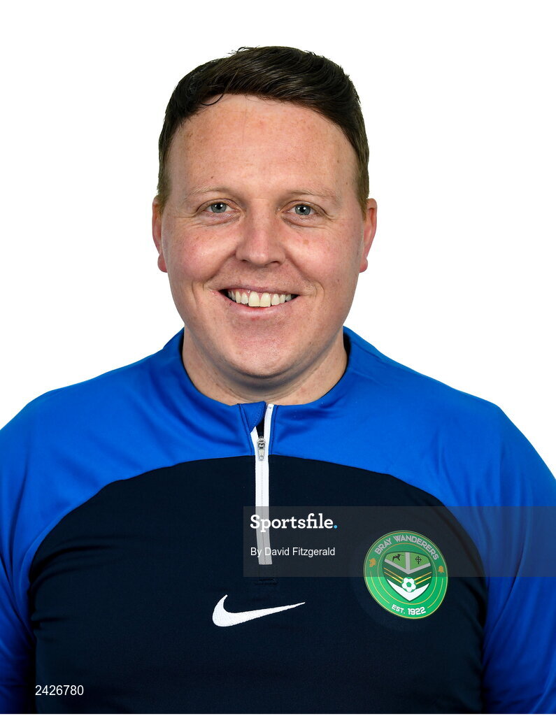 6 February 2023; Head coach Ian Ryan poses for a portrait during a Bray Wanderers squad portrait session at Carlisle Grounds in Bray, Wicklow. Photo by David Fitzgerald/Sportsfile