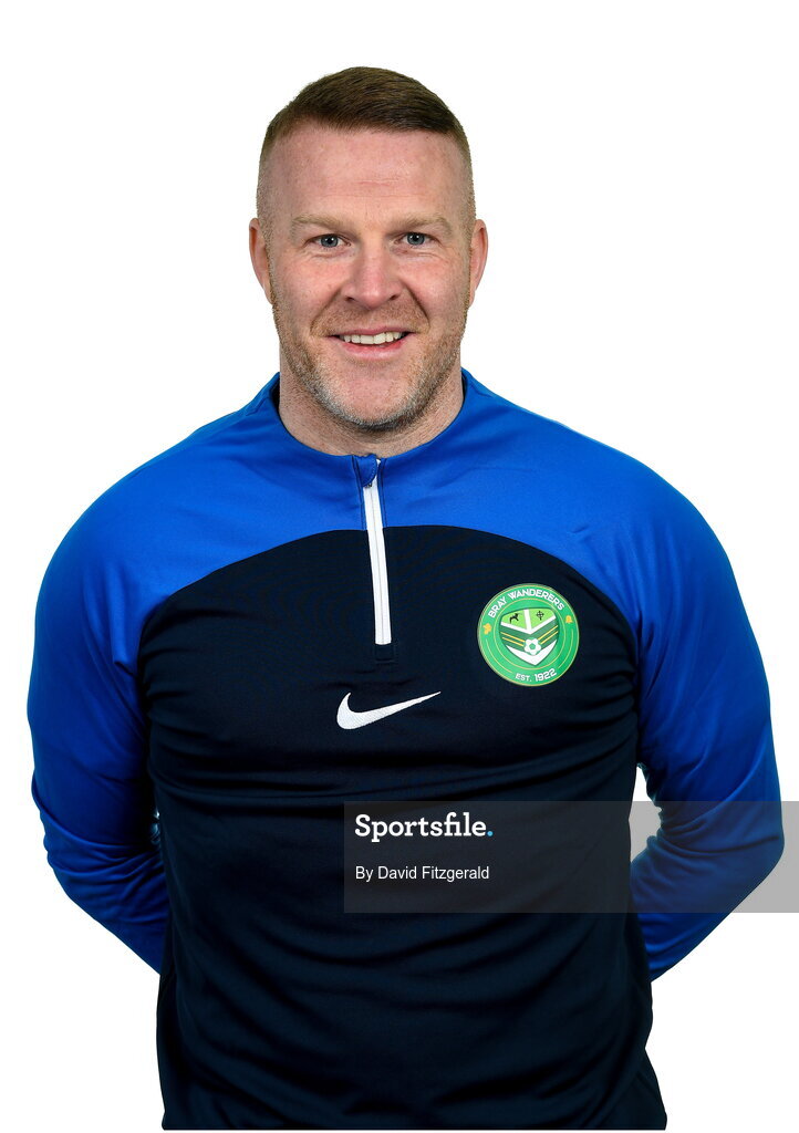 6 February 2023; Assistant head coach Lorcan Fitzgerald poses for a portrait during a Bray Wanderers squad portrait session at Carlisle Grounds in Bray, Wicklow. Photo by David Fitzgerald/Sportsfile