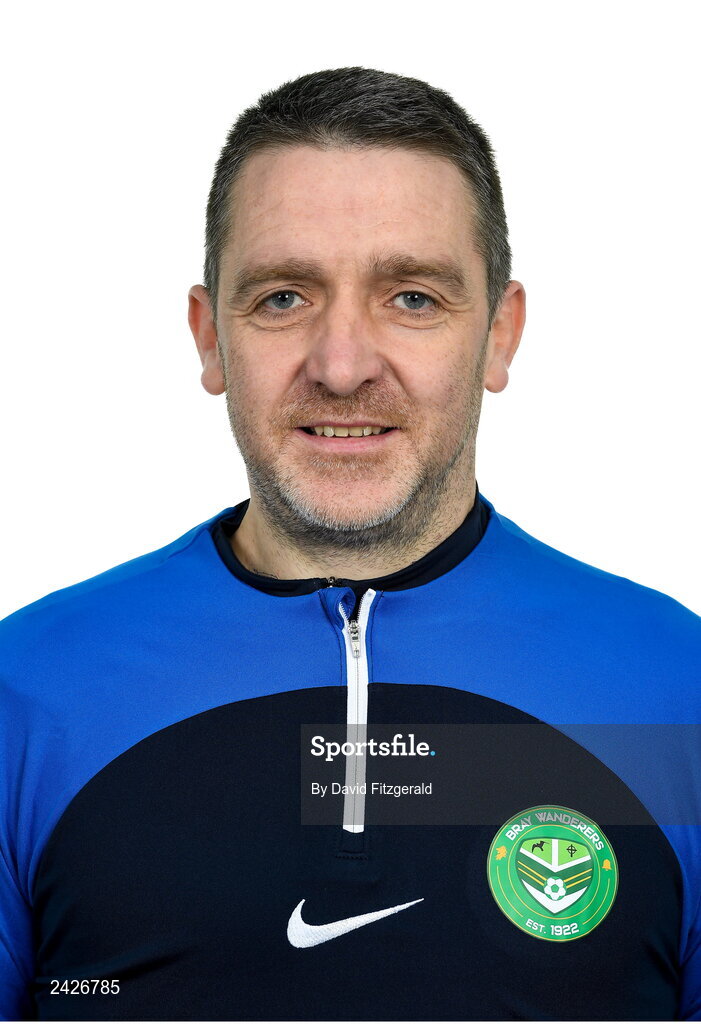 6 February 2023; First team coach Paul Heffernan poses for a portrait during a Bray Wanderers squad portrait session at Carlisle Grounds in Bray, Wicklow. Photo by David Fitzgerald/Sportsfile