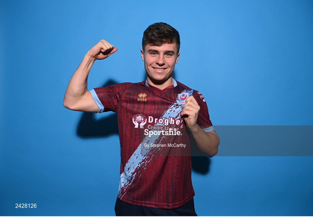 6 February 2023; Aaron McNally poses for a portrait during a Drogheda United squad portrait session at Weaver's Park in Drogheda, Louth. Photo by Stephen McCarthy/Sportsfile