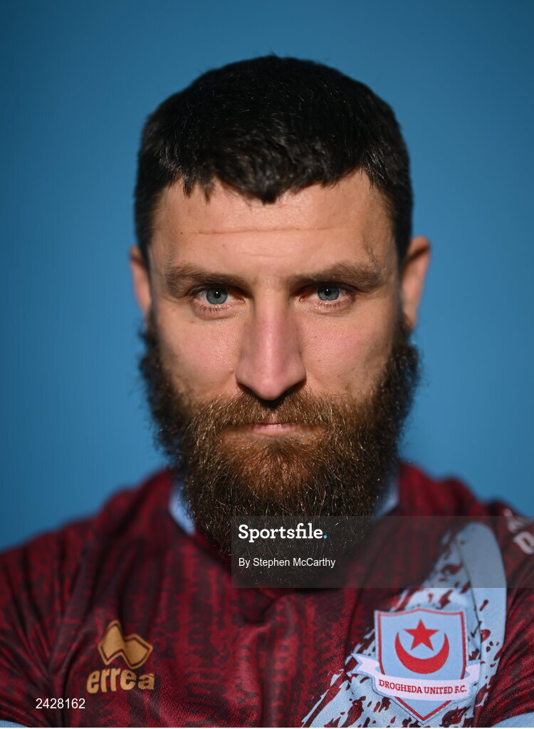 6 February 2023; Gary Deegan poses for a portrait during a Drogheda United squad portrait session at Weaver's Park in Drogheda, Louth. Photo by Stephen McCarthy/Sportsfile