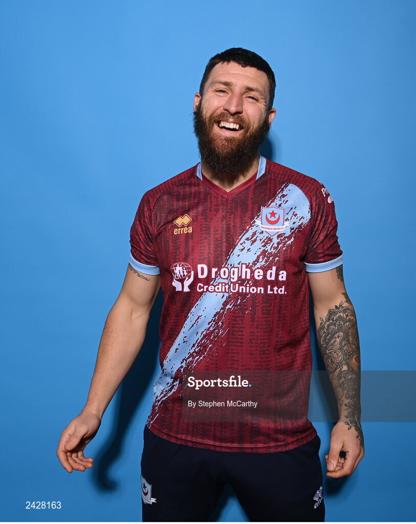 6 February 2023; Gary Deegan poses for a portrait during a Drogheda United squad portrait session at Weaver's Park in Drogheda, Louth. Photo by Stephen McCarthy/Sportsfile