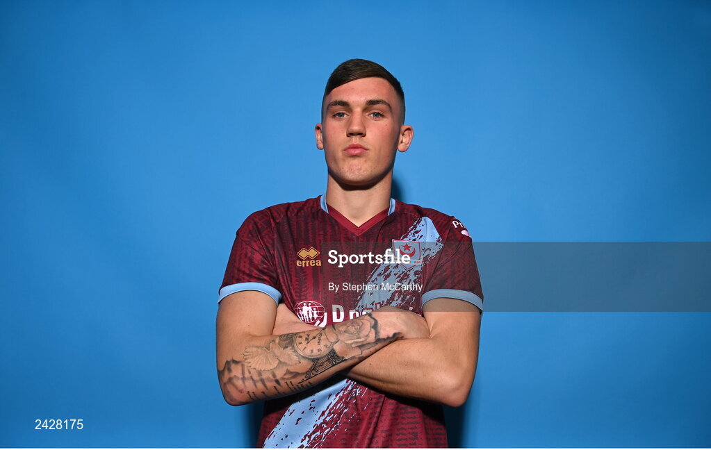 6 February 2023; Dylan Molloy poses for a portrait during a Drogheda United squad portrait session at Weaver's Park in Drogheda, Louth. Photo by Stephen McCarthy/Sportsfile