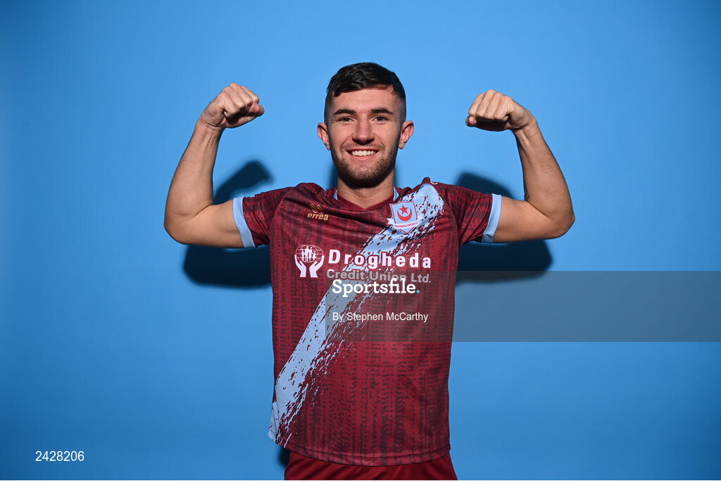 6 February 2023; Luke Heeney poses for a portrait during a Drogheda United squad portrait session at Weaver's Park in Drogheda, Louth. Photo by Stephen McCarthy/Sportsfile