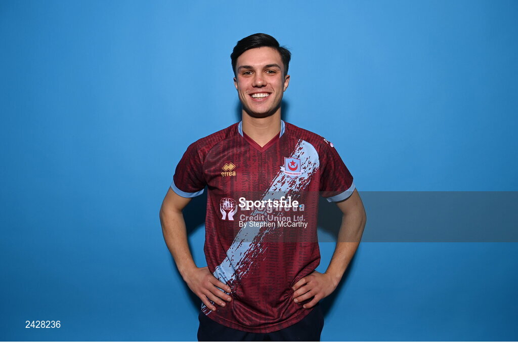 6 February 2023; Seán Brennan poses for a portrait during a Drogheda United squad portrait session at Weaver's Park in Drogheda, Louth. Photo by Stephen McCarthy/Sportsfile