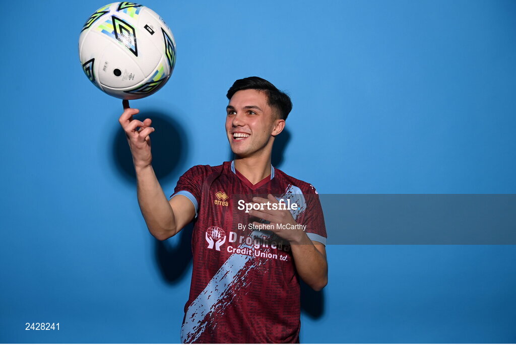 6 February 2023; Seán Brennan poses for a portrait during a Drogheda United squad portrait session at Weaver's Park in Drogheda, Louth. Photo by Stephen McCarthy/Sportsfile
