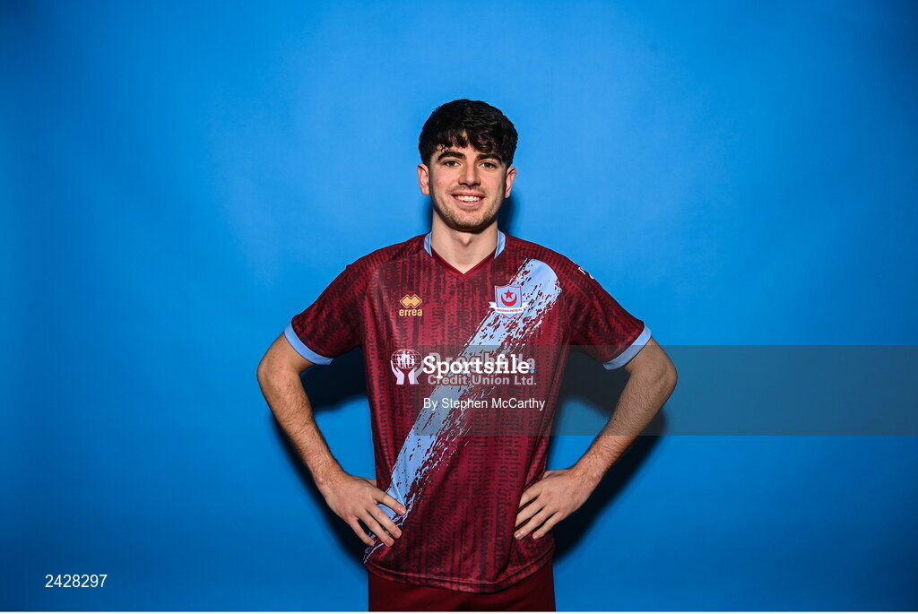 6 February 2023; Darragh Noone poses for a portrait during a Drogheda United squad portrait session at Weaver's Park in Drogheda, Louth. Photo by Stephen McCarthy/Sportsfile