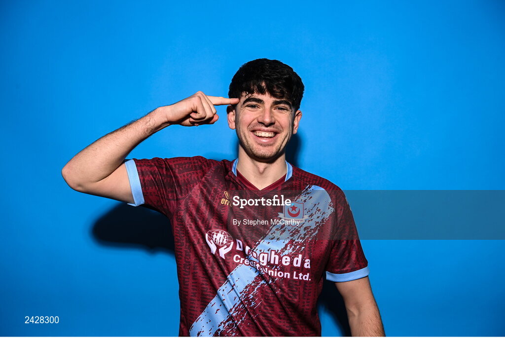 6 February 2023; Darragh Noone poses for a portrait during a Drogheda United squad portrait session at Weaver's Park in Drogheda, Louth. Photo by Stephen McCarthy/Sportsfile