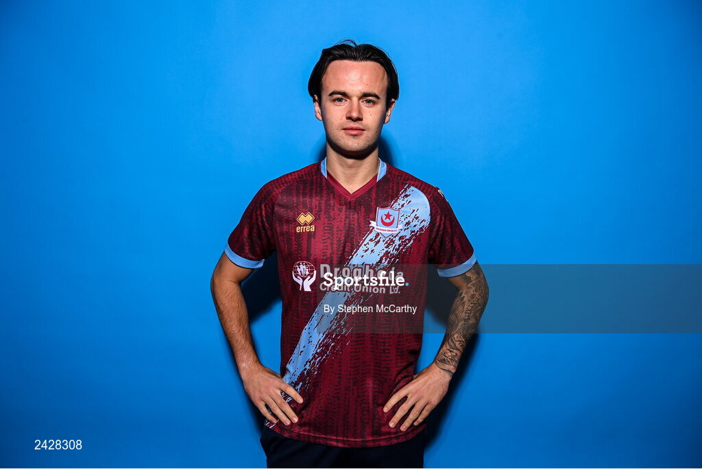 6 February 2023; Dylan Grimes poses for a portrait during a Drogheda United squad portrait session at Weaver's Park in Drogheda, Louth. Photo by Stephen McCarthy/Sportsfile