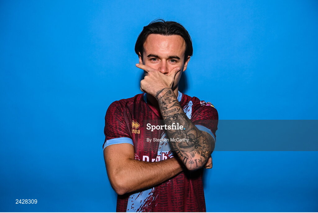 6 February 2023; Dylan Grimes poses for a portrait during a Drogheda United squad portrait session at Weaver's Park in Drogheda, Louth. Photo by Stephen McCarthy/Sportsfile