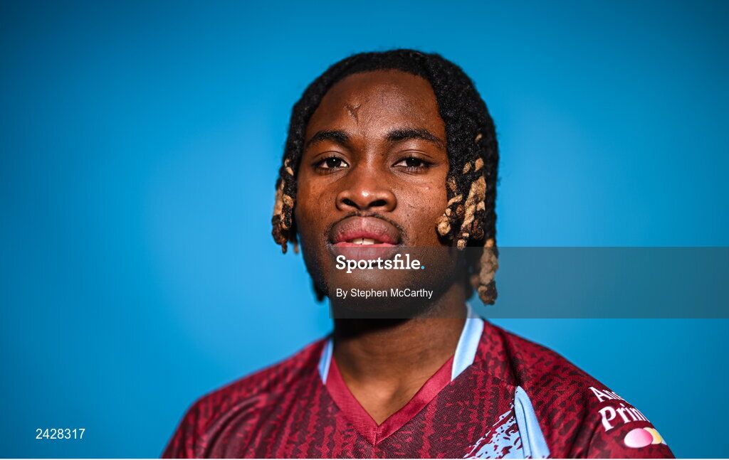 6 February 2023; Victor Arong poses for a portrait during a Drogheda United squad portrait session at Weaver's Park in Drogheda, Louth. Photo by Stephen McCarthy/Sportsfile