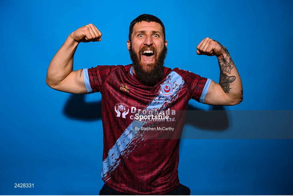 6 February 2023; Gary Deegan poses for a portrait during a Drogheda United squad portrait session at Weaver's Park in Drogheda, Louth. Photo by Stephen McCarthy/Sportsfile