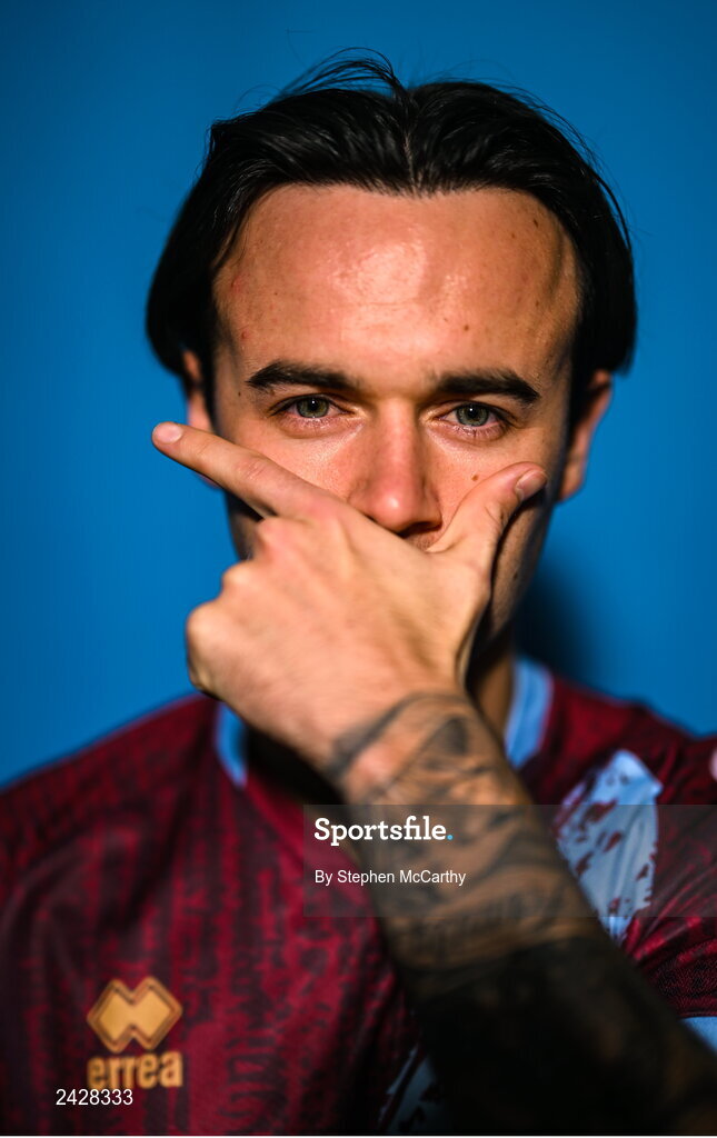 6 February 2023; Dylan Grimes poses for a portrait during a Drogheda United squad portrait session at Weaver's Park in Drogheda, Louth. Photo by Stephen McCarthy/Sportsfile