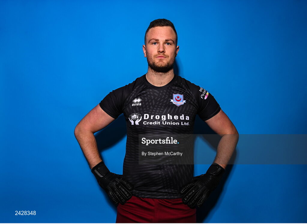 6 February 2023; Goalkeeper Colin McCabe poses for a portrait during a Drogheda United squad portrait session at Weaver's Park in Drogheda, Louth. Photo by Stephen McCarthy/Sportsfile