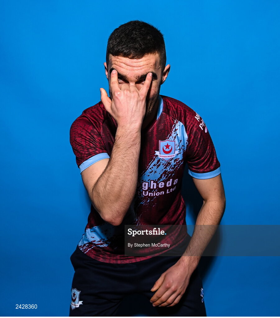 6 February 2023; Jarlath Jones poses for a portrait during a Drogheda United squad portrait session at Weaver's Park in Drogheda, Louth. Photo by Stephen McCarthy/Sportsfile