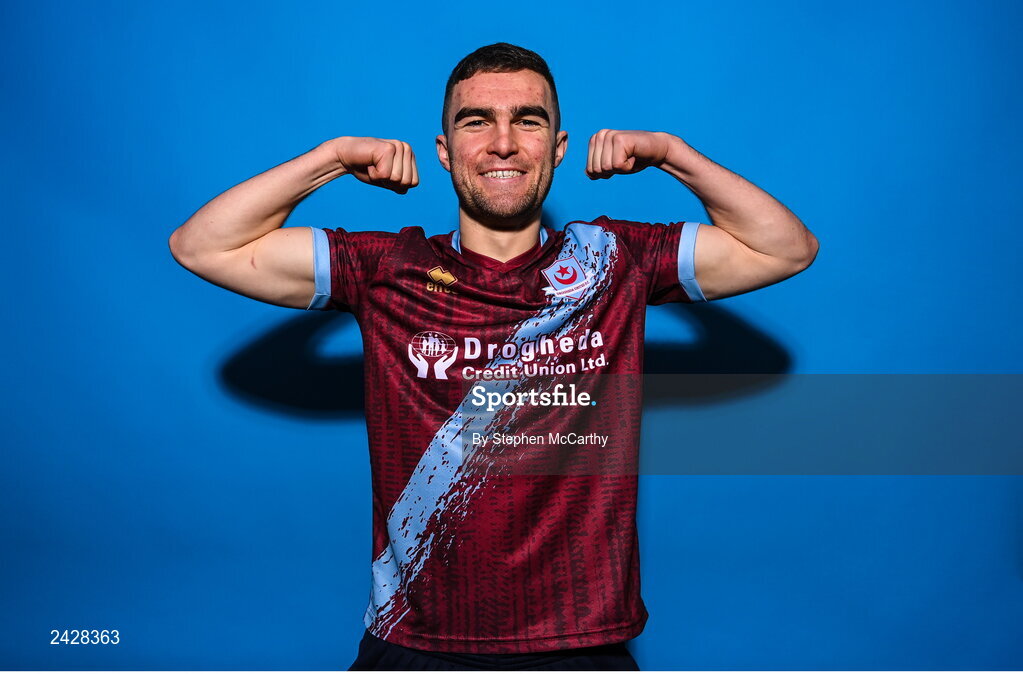 6 February 2023; Jarlath Jones poses for a portrait during a Drogheda United squad portrait session at Weaver's Park in Drogheda, Louth. Photo by Stephen McCarthy/Sportsfile
