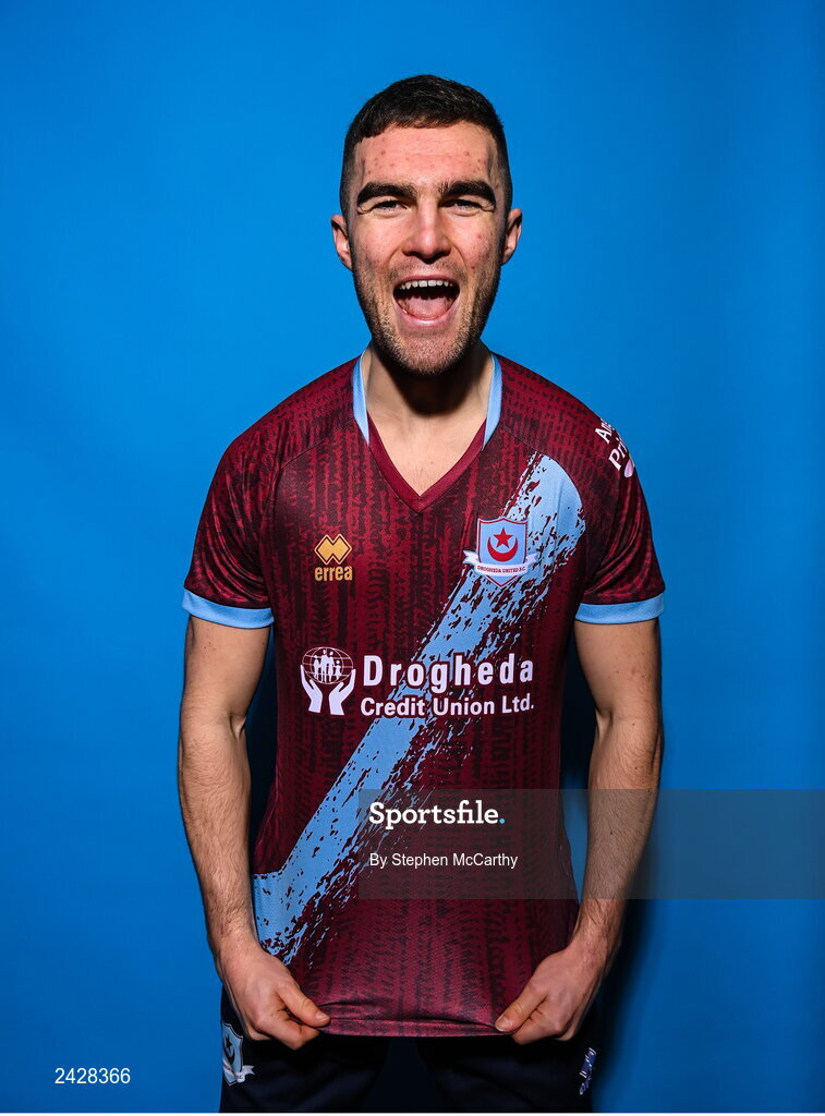 6 February 2023; Jarlath Jones poses for a portrait during a Drogheda United squad portrait session at Weaver's Park in Drogheda, Louth. Photo by Stephen McCarthy/Sportsfile