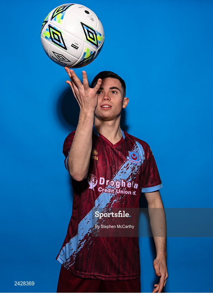 6 February 2023; Callum Ralph poses for a portrait during a Drogheda United squad portrait session at Weaver's Park in Drogheda, Louth. Photo by Stephen McCarthy/Sportsfile
