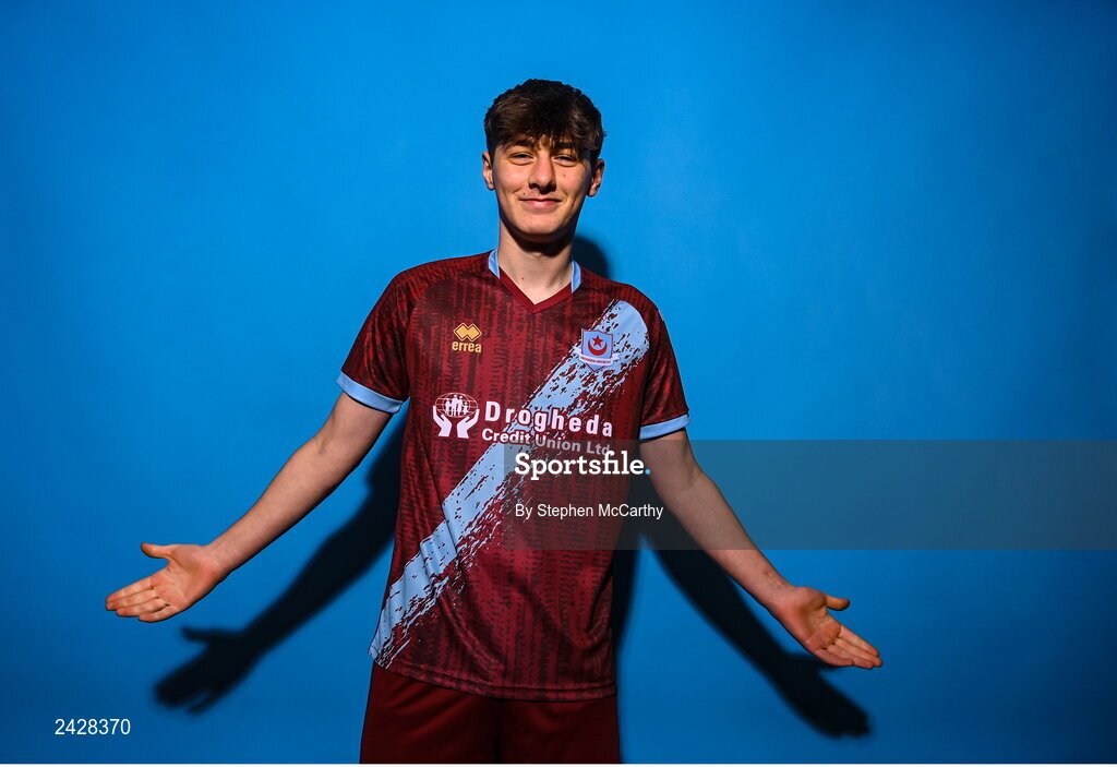 6 February 2023; Emre Topcu poses for a portrait during a Drogheda United squad portrait session at Weaver's Park in Drogheda, Louth. Photo by Stephen McCarthy/Sportsfile