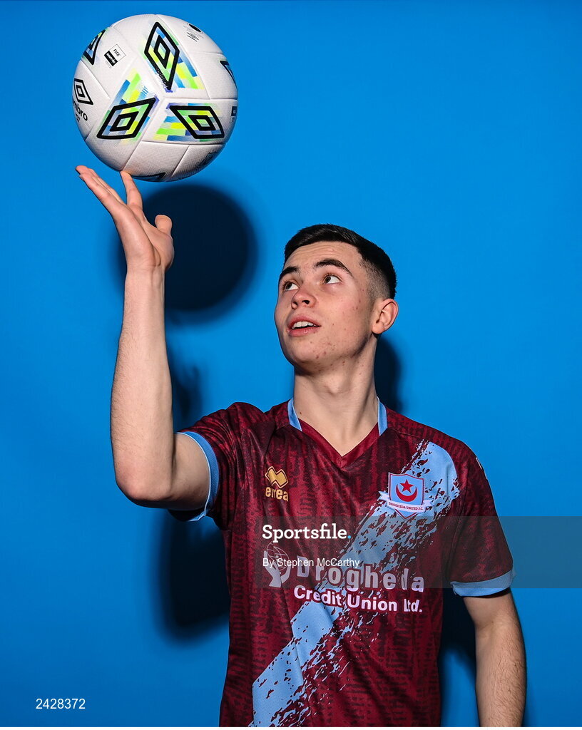 6 February 2023; Callum Ralph poses for a portrait during a Drogheda United squad portrait session at Weaver's Park in Drogheda, Louth. Photo by Stephen McCarthy/Sportsfile