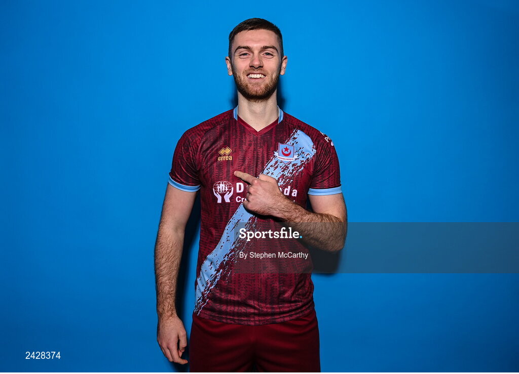 6 February 2023; Conor Keeley poses for a portrait during a Drogheda United squad portrait session at Weaver's Park in Drogheda, Louth. Photo by Stephen McCarthy/Sportsfile