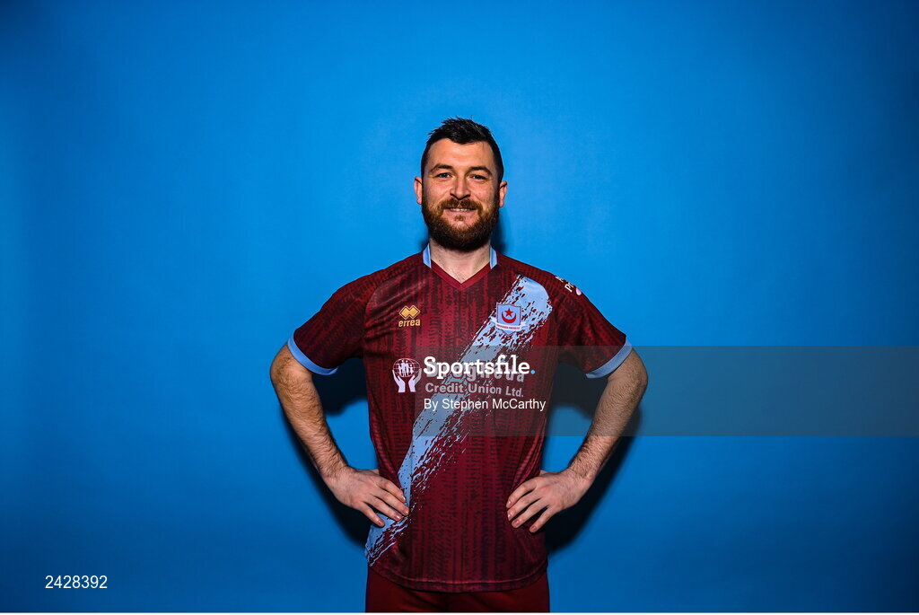 6 February 2023; Ryan Brennan poses for a portrait during a Drogheda United squad portrait session at Weaver's Park in Drogheda, Louth. Photo by Stephen McCarthy/Sportsfile