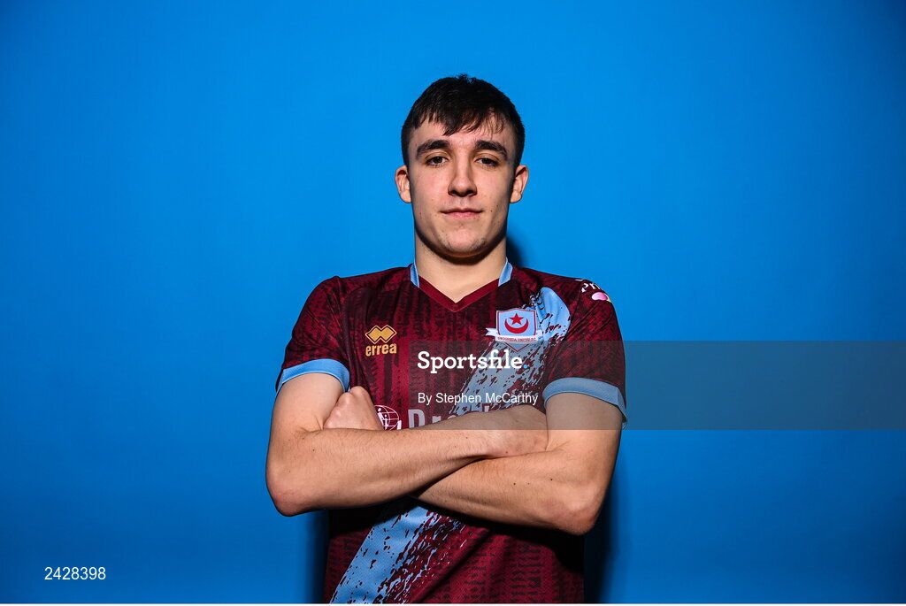 6 February 2023; Michael Leddy poses for a portrait during a Drogheda United squad portrait session at Weaver's Park in Drogheda, Louth. Photo by Stephen McCarthy/Sportsfile