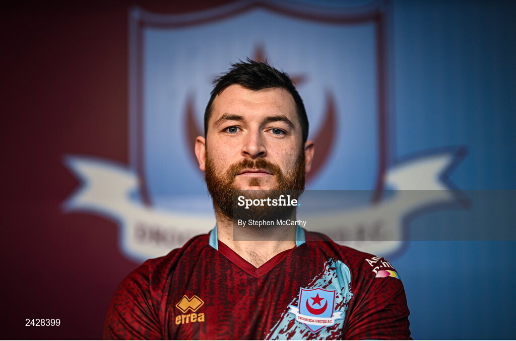 6 February 2023; Ryan Brennan poses for a portrait during a Drogheda United squad portrait session at Weaver's Park in Drogheda, Louth. Photo by Stephen McCarthy/Sportsfile