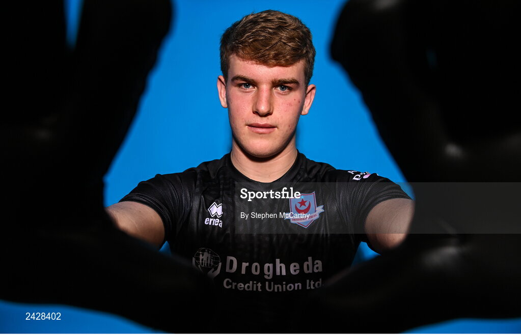 6 February 2023; Fiachra Pagel poses for a portrait during a Drogheda United squad portrait session at Weaver's Park in Drogheda, Louth. Photo by Stephen McCarthy/Sportsfile