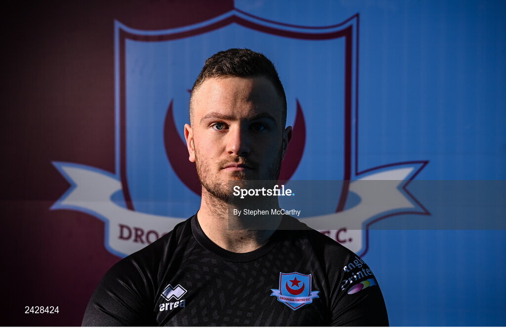6 February 2023; Goalkeeper Colin McCabe poses for a portrait during a Drogheda United squad portrait session at Weaver's Park in Drogheda, Louth. Photo by Stephen McCarthy/Sportsfile