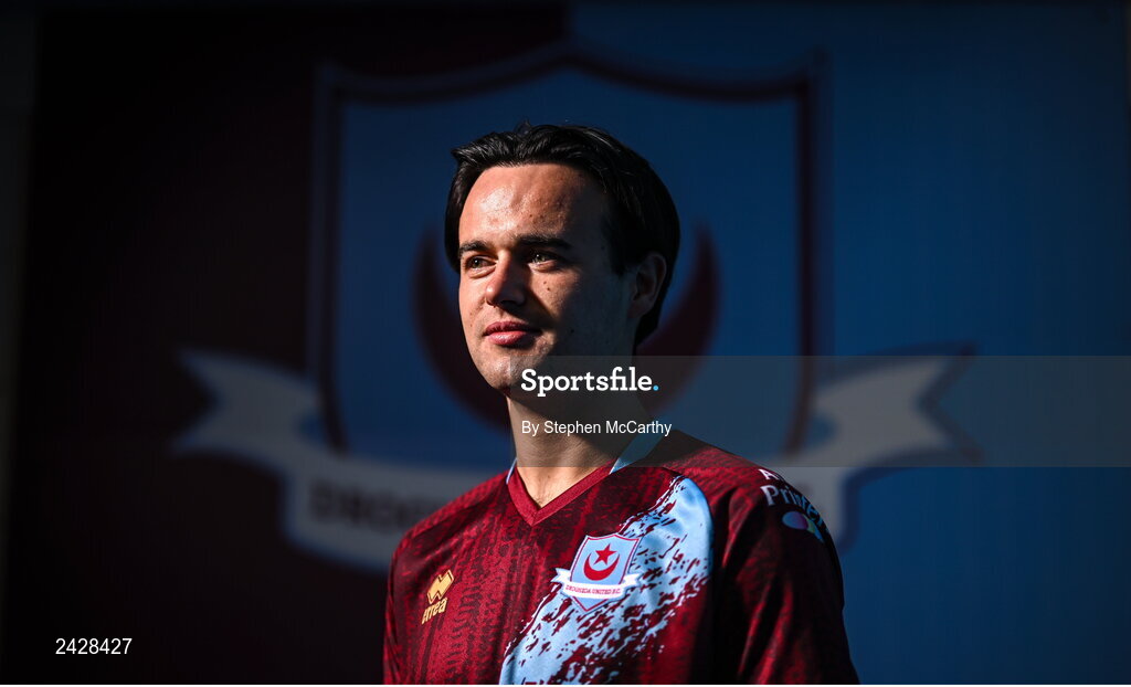6 February 2023; Dylan Grimes poses for a portrait during a Drogheda United squad portrait session at Weaver's Park in Drogheda, Louth. Photo by Stephen McCarthy/Sportsfile
