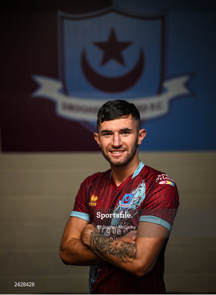 6 February 2023; Luke Heeney poses for a portrait during a Drogheda United squad portrait session at Weaver's Park in Drogheda, Louth. Photo by Stephen McCarthy/Sportsfile