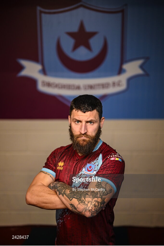 6 February 2023; Gary Deegan poses for a portrait during a Drogheda United squad portrait session at Weaver's Park in Drogheda, Louth. Photo by Stephen McCarthy/Sportsfile